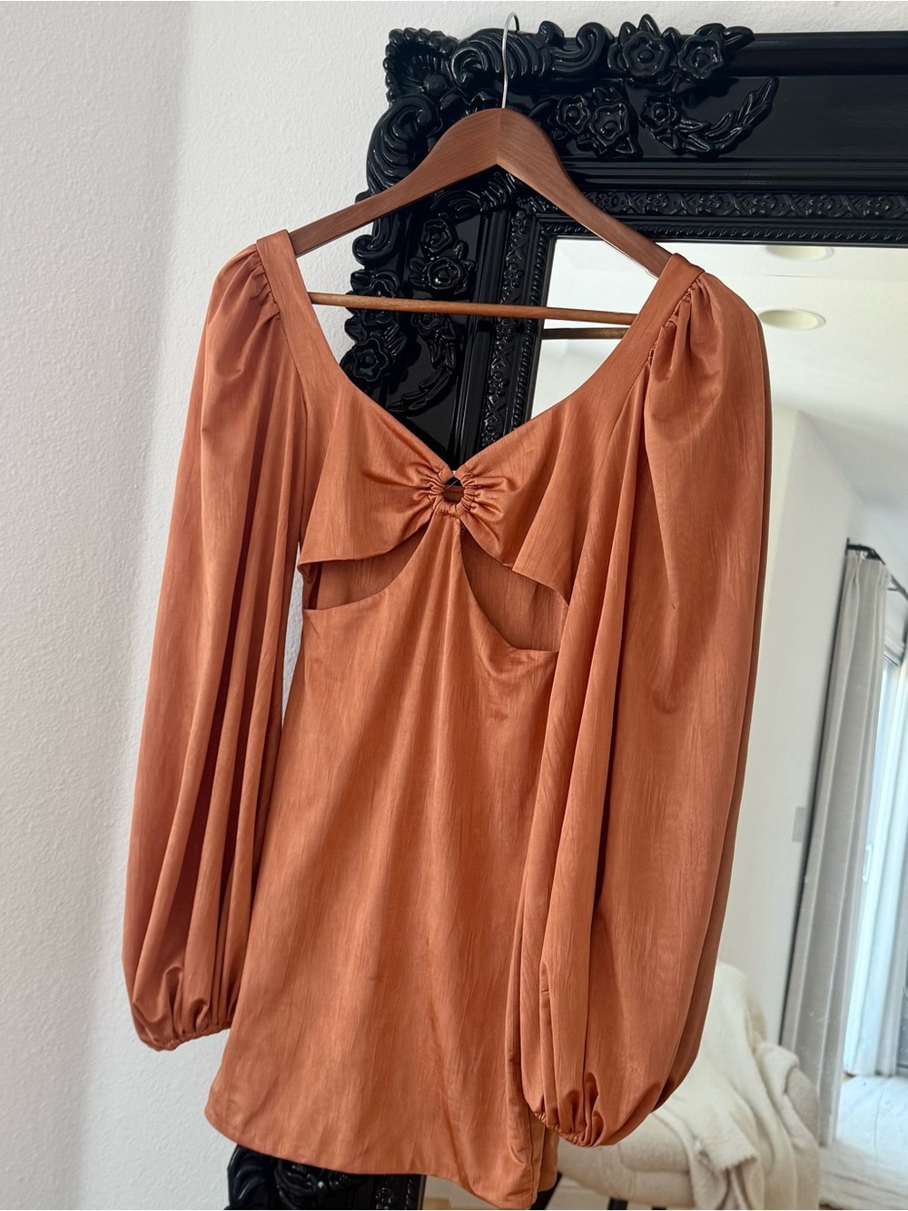 Oh Polly | Women’s Midnight Oasis Orange Cut Out Mini Dress